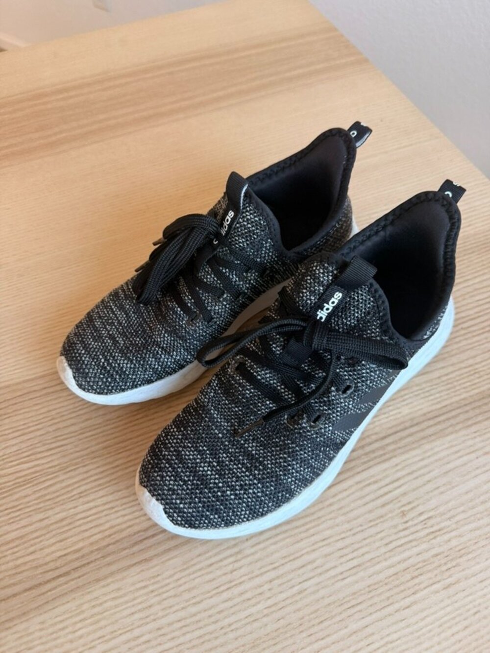 adidas Cloudfoam Athletic Sneakers Black White Knit Running Shoes Women’s
